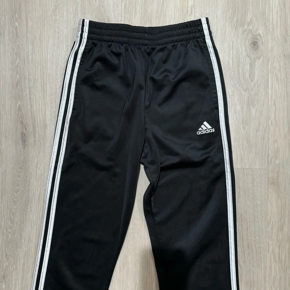 Kids Adidas Girls Black 3 Stripe Soccer Track Pants Straight Leg XL 14/16